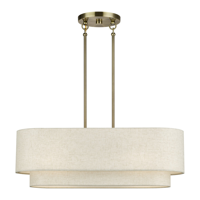 Livex Lighting 41933-01 Three Light Linear Chandelier, Antique Brass