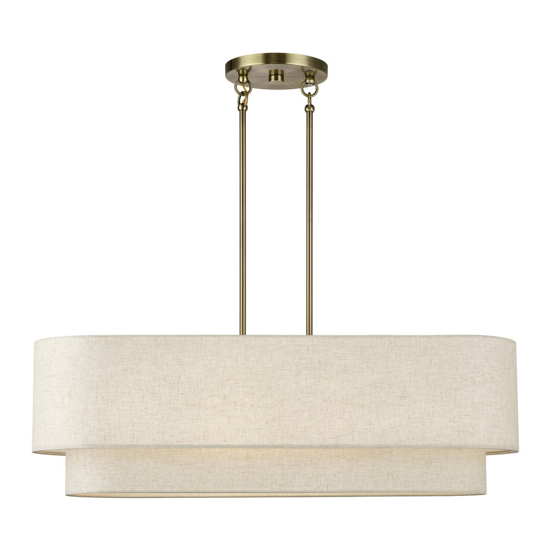 Livex Lighting 41934-01 Four Light Linear Chandelier, Antique Brass