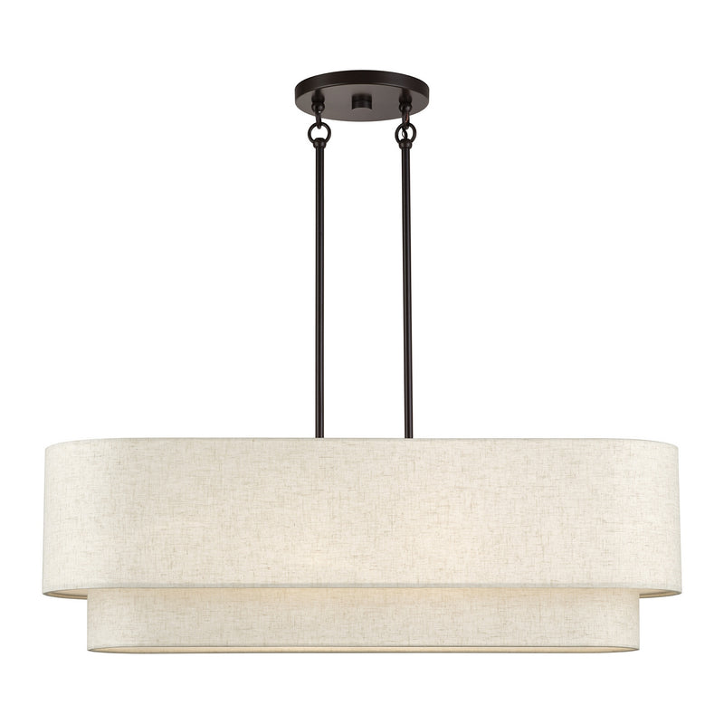 Livex Lighting 41934-92 Four Light Linear Chandelier, English Bronze