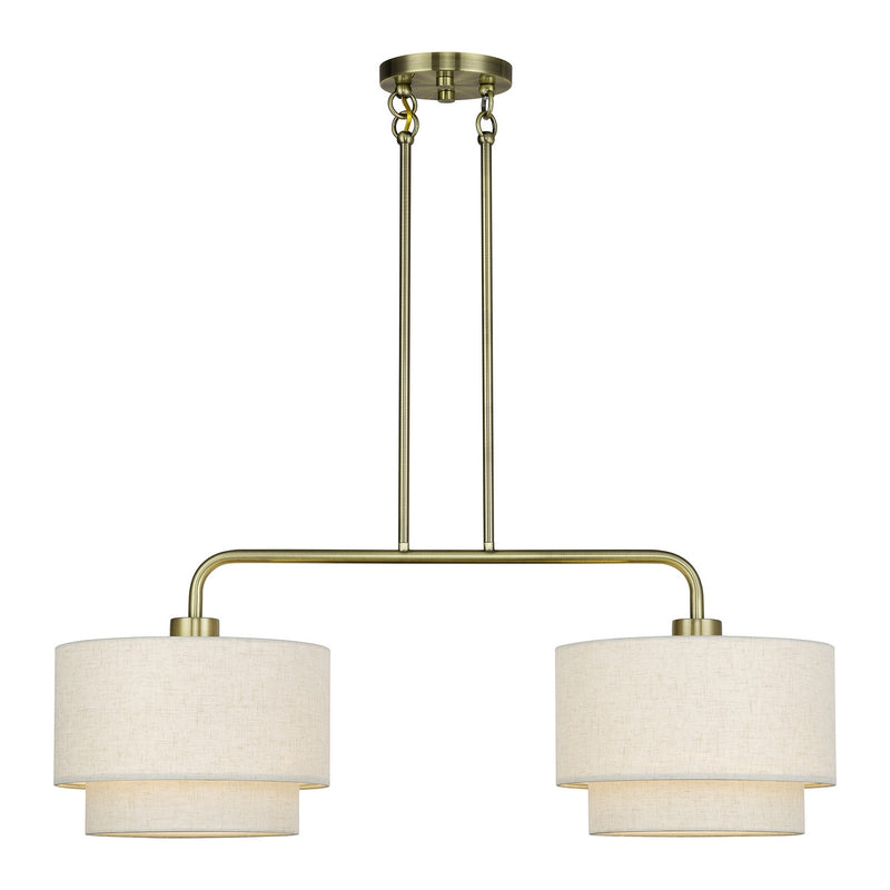 Livex Lighting 41942-01 Two Light Linear Chandelier, Antique Brass