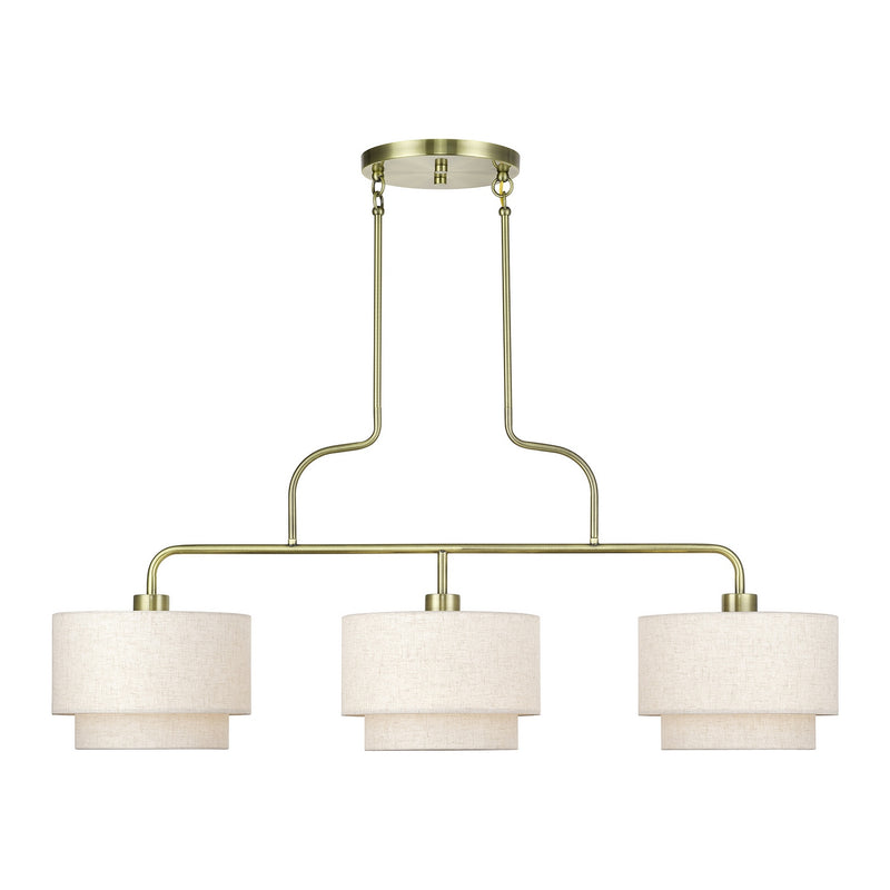 Livex Lighting 41943-01 Three Light Linear Chandelier, Antique Brass