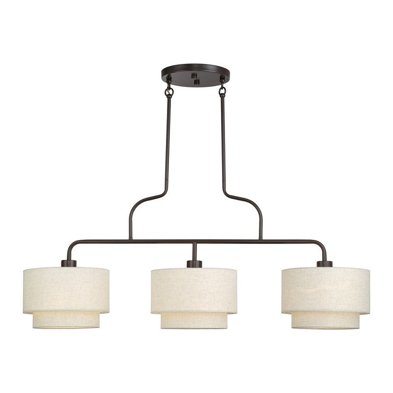 Livex Lighting 41943-92 Three Light Linear Chandelier, English Bronze