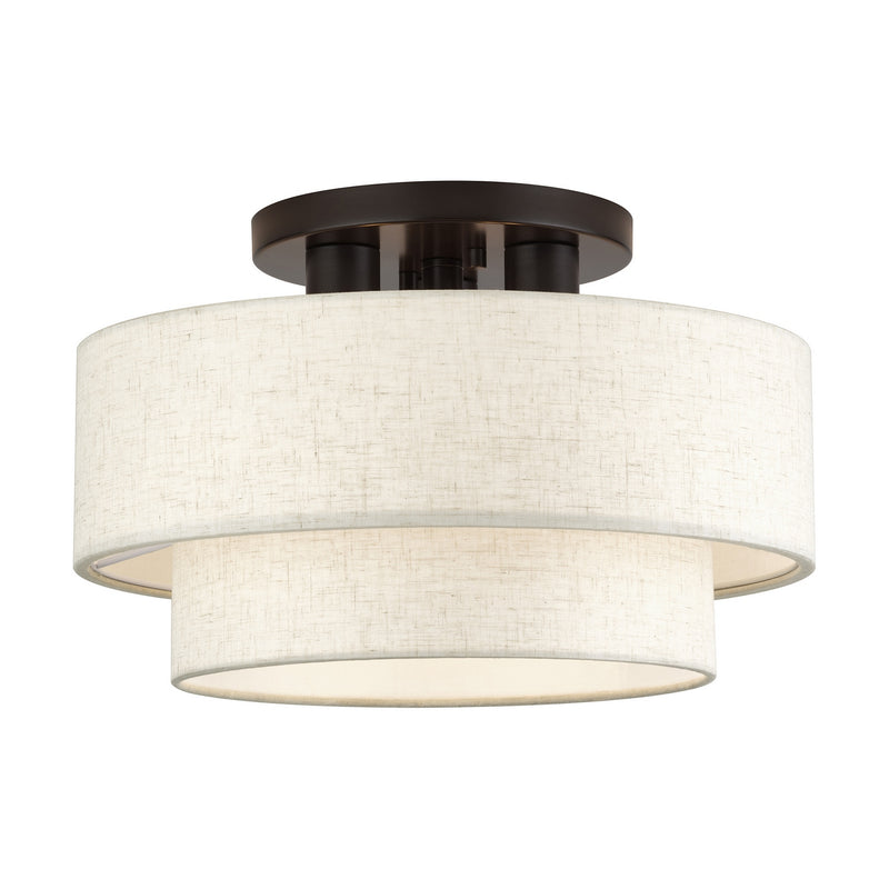 Livex Lighting 41944-92 Three Light Semi-Flush Mount, English Bronze