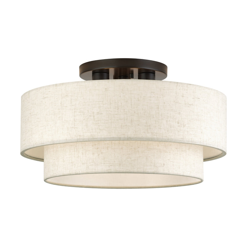 Livex Lighting 41945-92 Three Light Semi-Flush Mount, English Bronze
