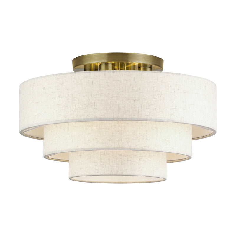 Livex Lighting 41946-01 Four Light Semi-Flush Mount, Antique Brass