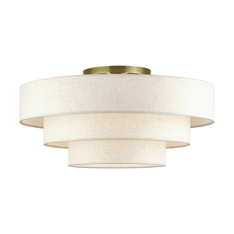 Livex Lighting 41948-01 Five Light Semi-Flush Mount, Antique Brass