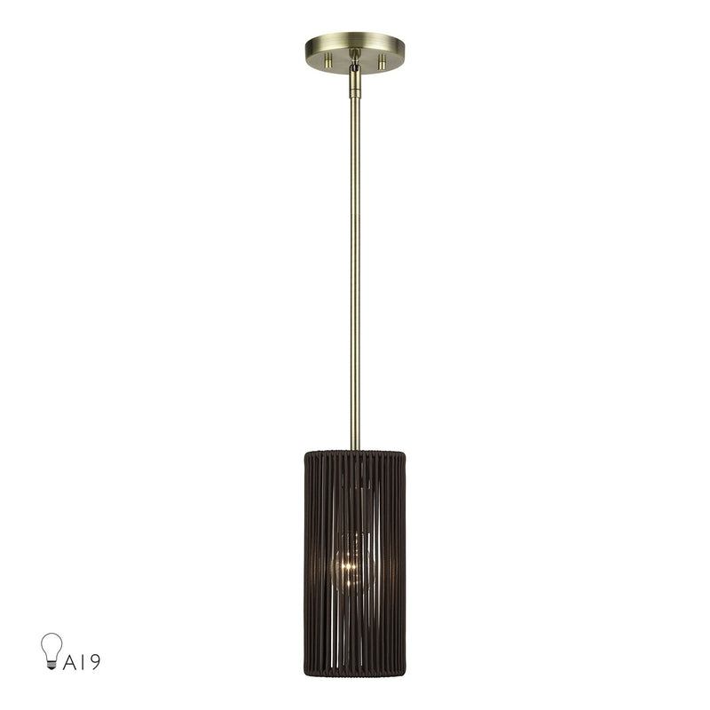 Livex Lighting 49121-01 One Light Mini Pendant, Antique Brass