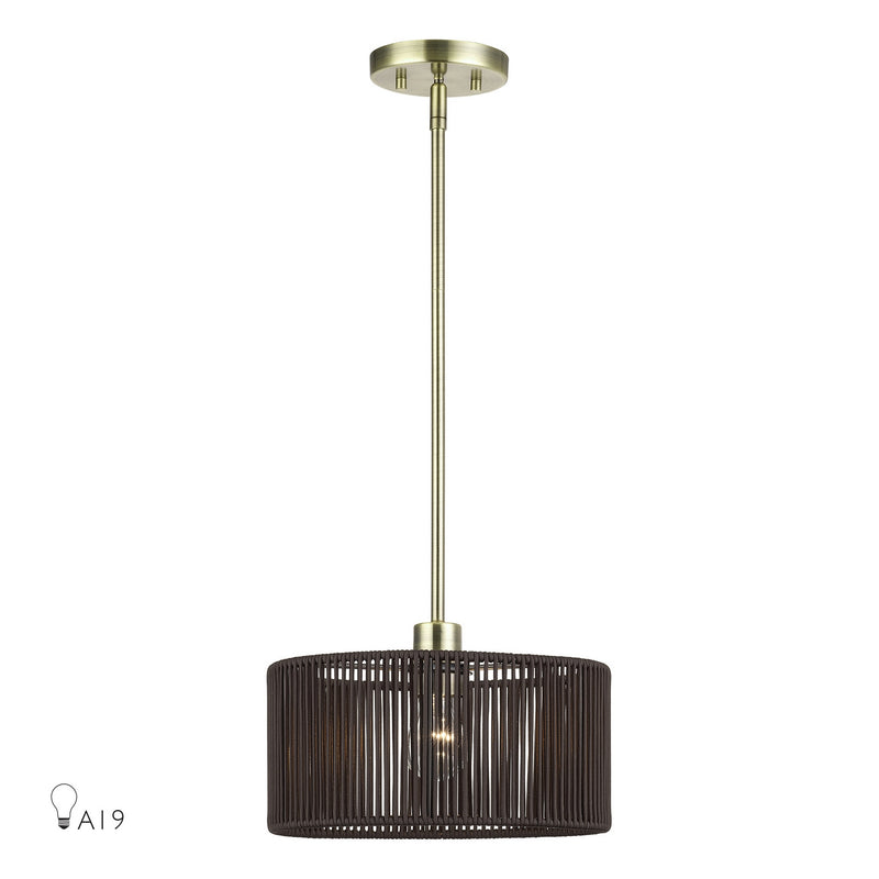 Livex Lighting 49122-01 One Light Pendant, Antique Brass