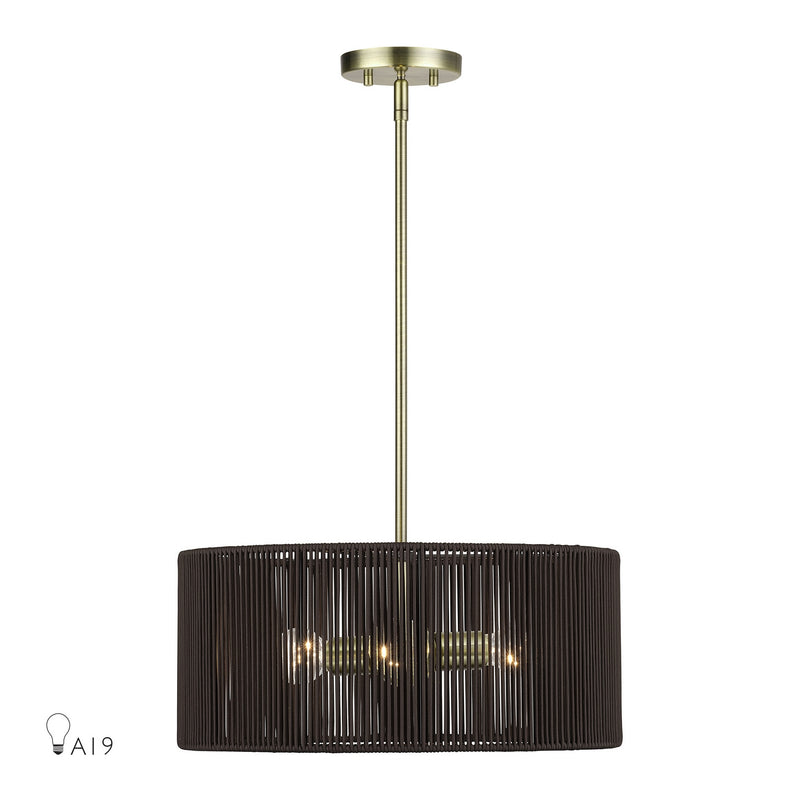 Livex Lighting 49123-01 Three Light Chandelier, Antique Brass