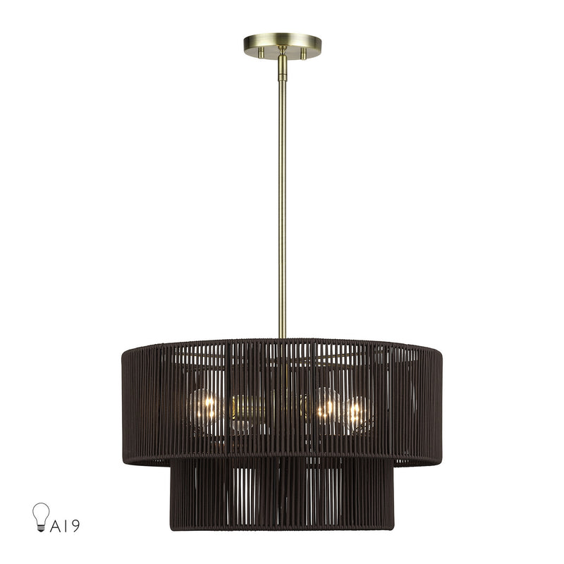 Livex Lighting 49125-01 Four Light Chandelier, Antique Brass