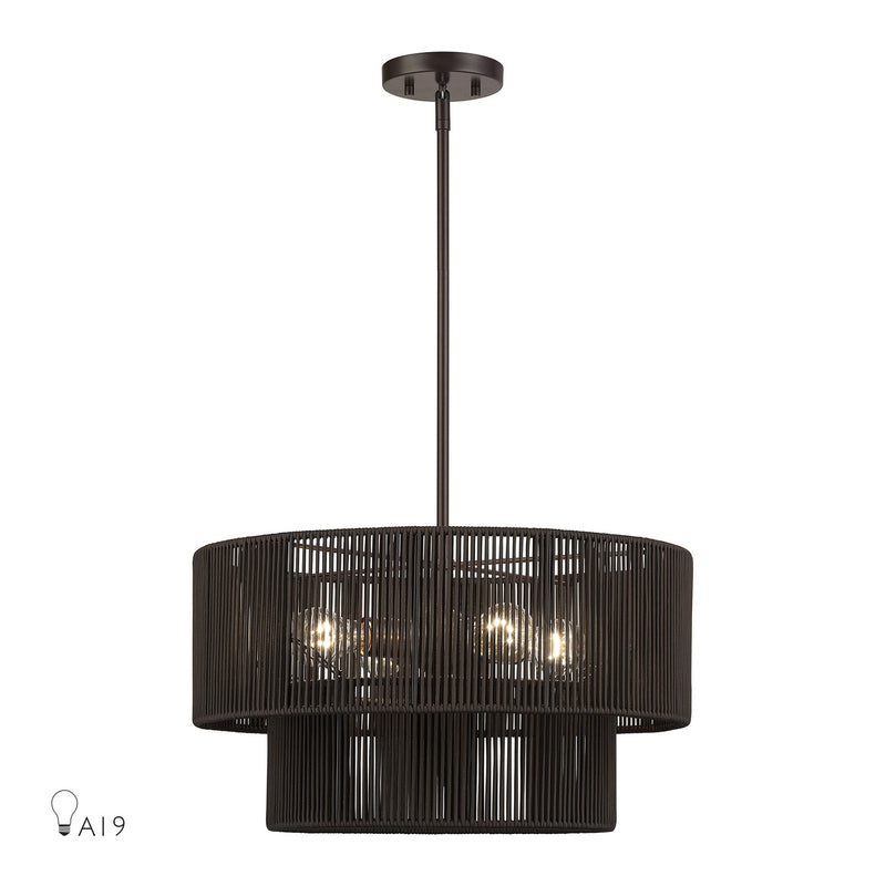 Livex Lighting 49125-92 Four Light Chandelier, English Bronze