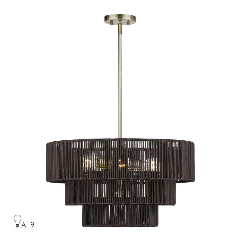 Livex Lighting 49126-01 Six Light Chandelier, Antique Brass
