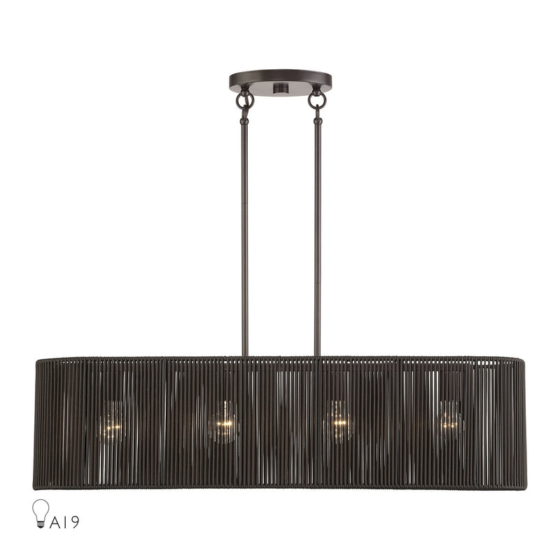 Livex Lighting 49128-92 Four Light Linear Chandelier, English Bronze