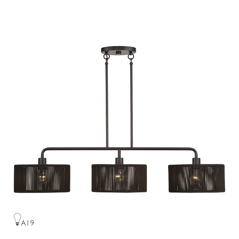 Livex Lighting 49129-92 Three Light Linear Chandelier, English Bronze