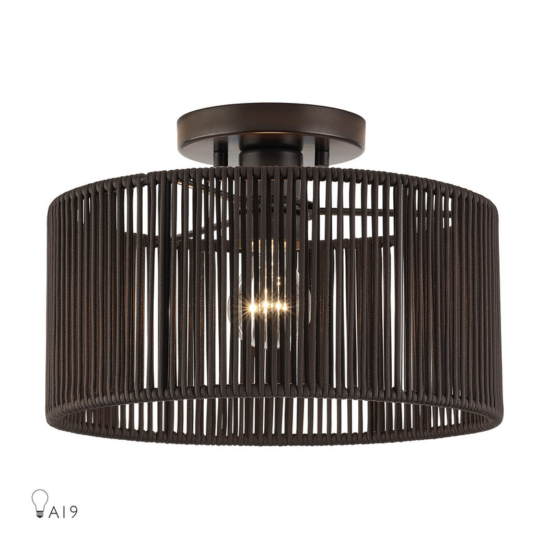Livex Lighting 49132-92 One Light Semi-Flush Mount, English Bronze