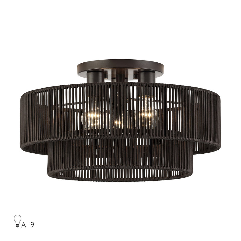 Livex Lighting 49134-92 Three Light Semi-Flush Mount, English Bronze
