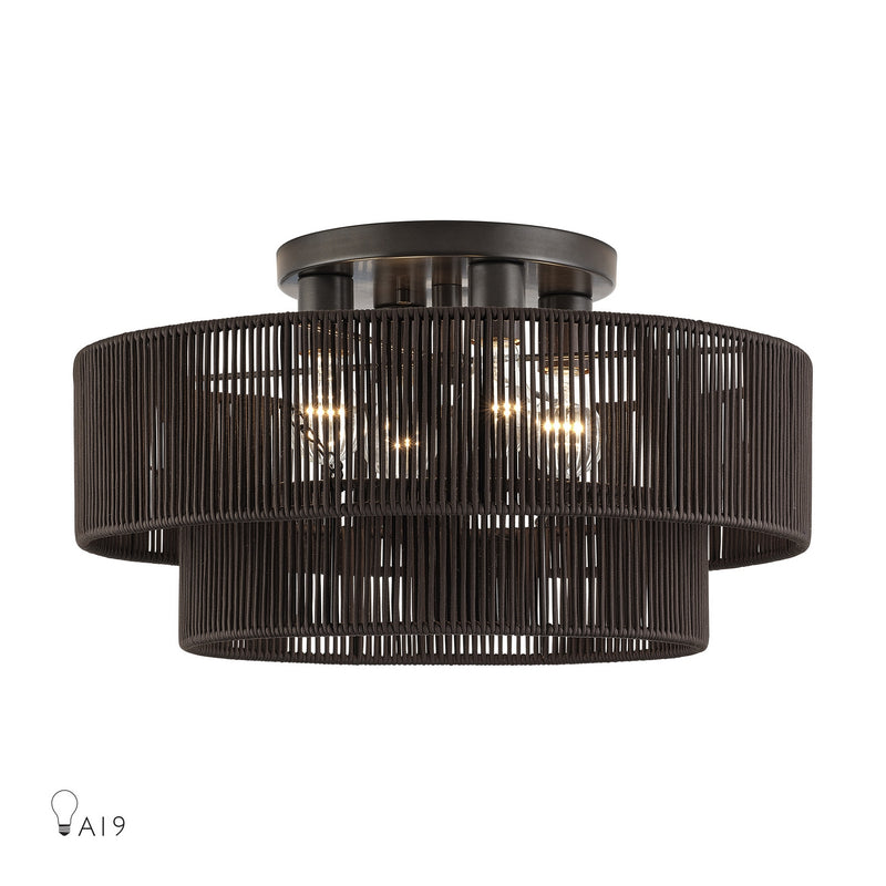 Livex Lighting 49135-92 Four Light Semi-Flush Mount, English Bronze