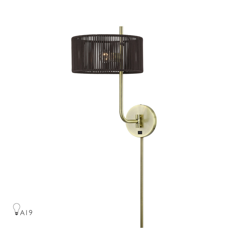 Livex Lighting 49139-01 One Light Swing Arm Wall Lamp, Antique Brass