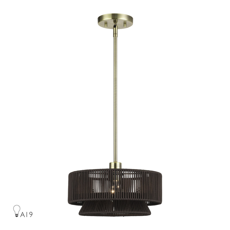 Livex Lighting 49141-01 One Light Pendant, Antique Brass
