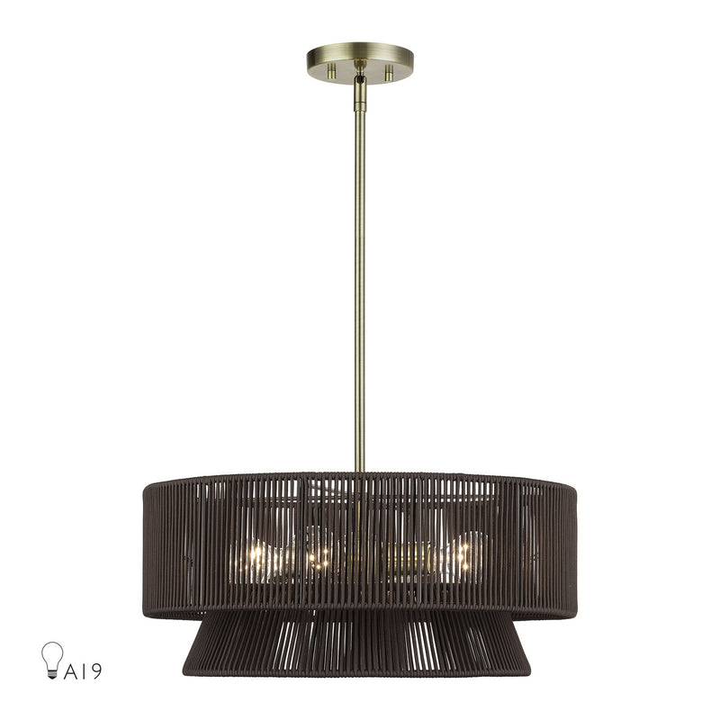 Livex Lighting 49144-01 Four Light Chandelier, Antique Brass