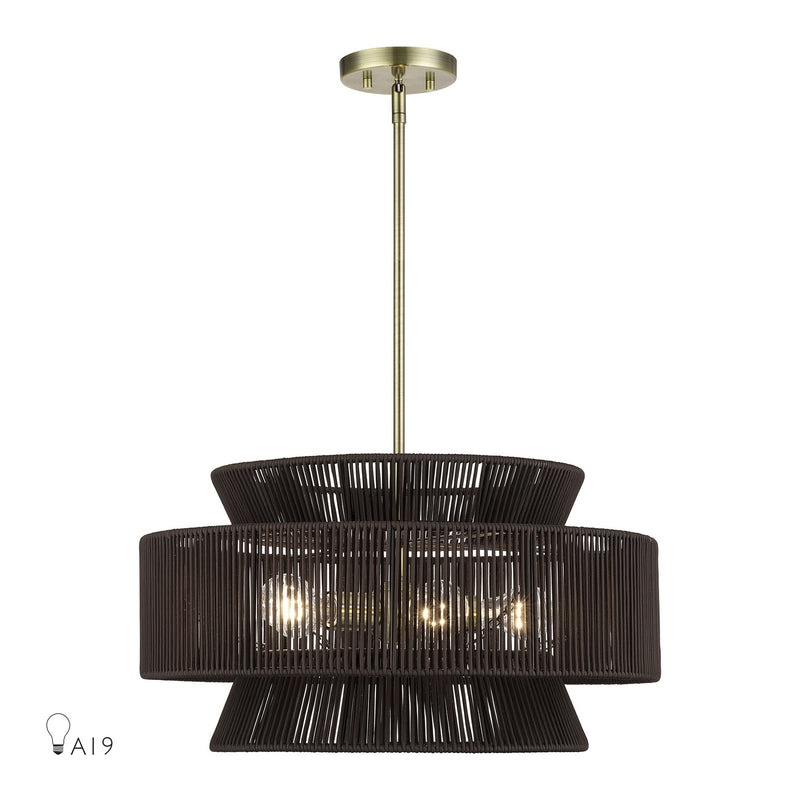 Livex Lighting 49145-01 Five Light Chandelier, Antique Brass