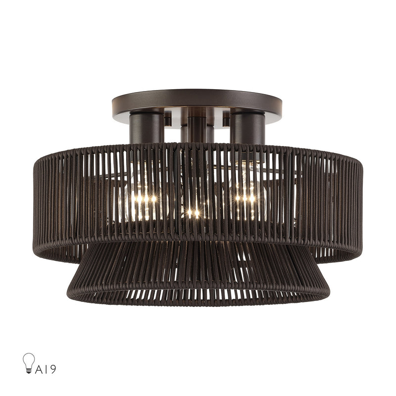 Livex Lighting 49146-92 Three Light Semi-Flush Mount, English Bronze