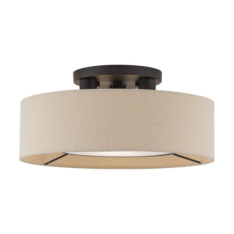 Livex Lighting 50927-07 Three Light Semi-Flush Mount, Bronze