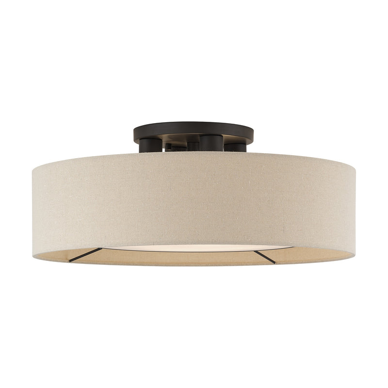 Livex Lighting 50928-07 Four Light Semi-Flush Mount, Bronze