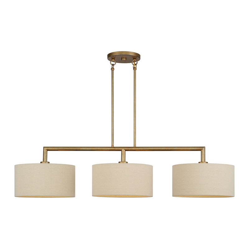 Livex Lighting 52263-48 Three Light Linear Chandelier, Antique Gold Leaf