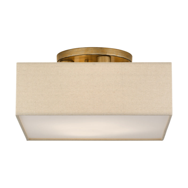 Livex Lighting 52273-48 Four Light Semi-Flush Mount, Antique Gold Leaf