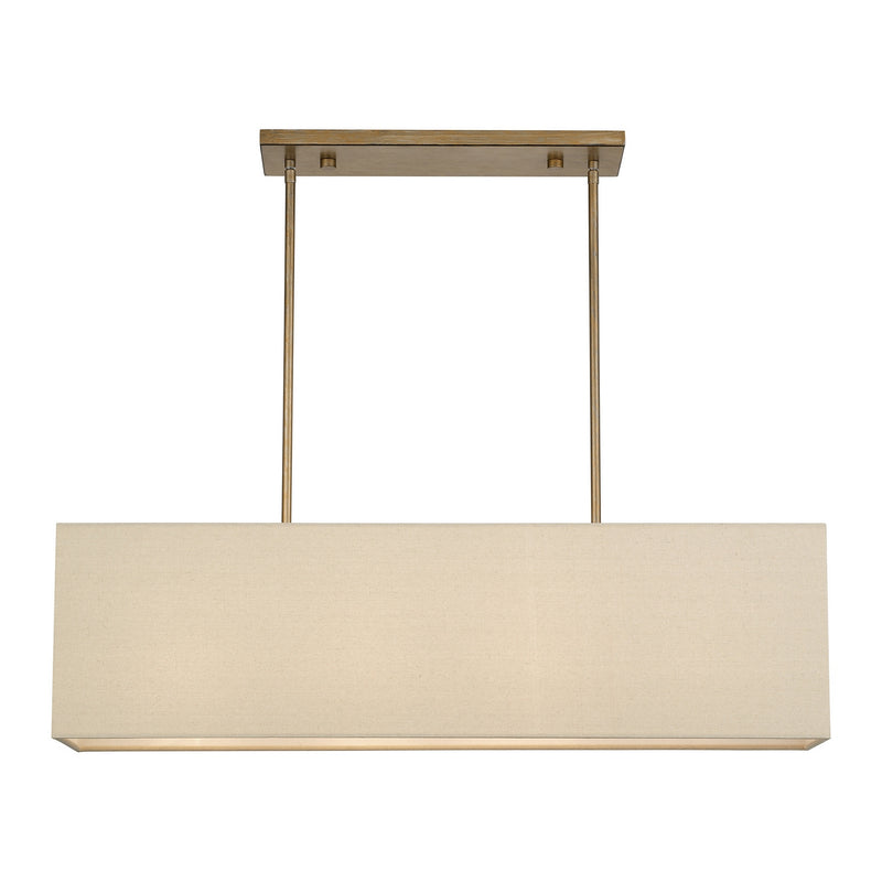Livex Lighting 52276-48 Four Light Linear Chandelier, Antique Gold Leaf