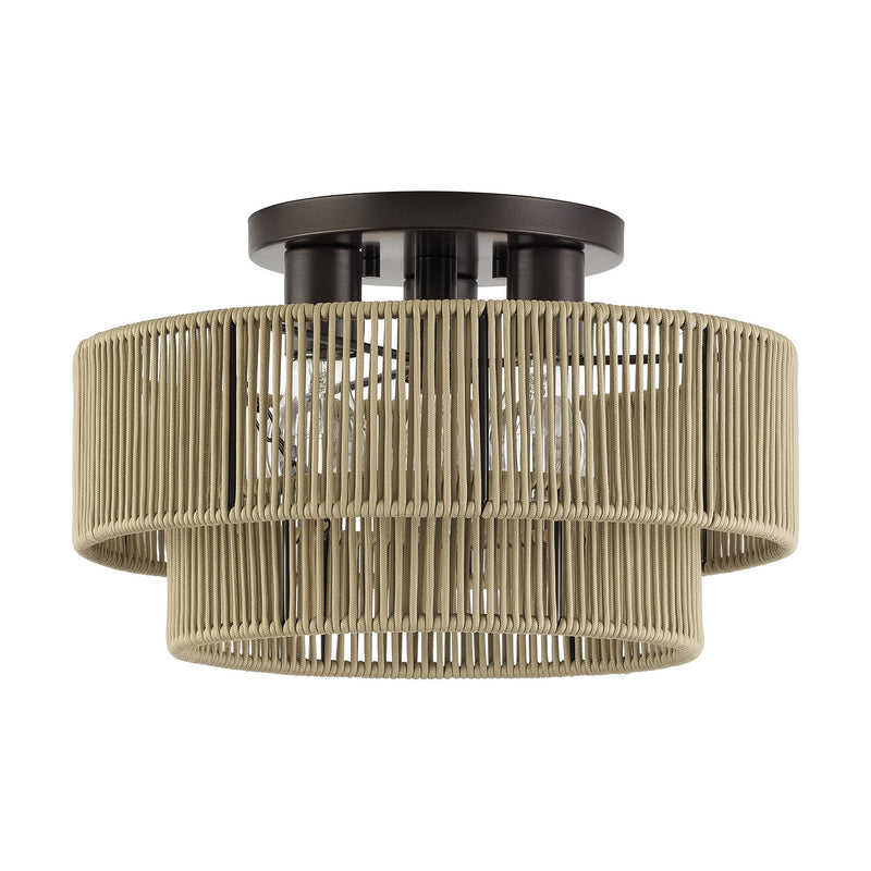 Livex Lighting 53143-92 Three Light Semi-Flush Mount, English Bronze