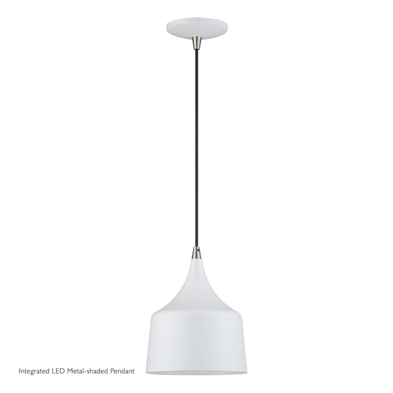 Livex Lighting 51472-03 LED Pendant, White w/Brushed Nickel