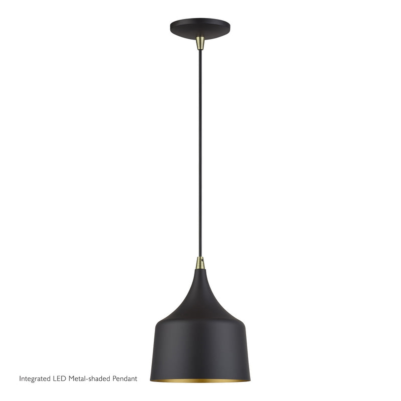 Livex Lighting 51472-07 LED Pendant, Bronze w/Antique Brass