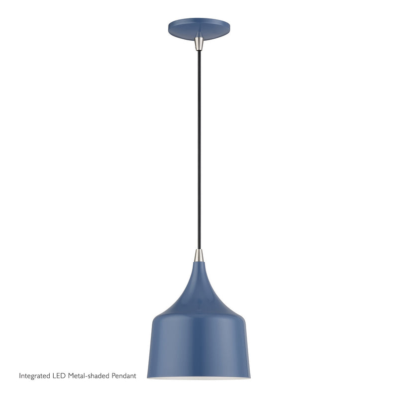 Livex Lighting 51472-84 LED Pendant, Ocean Blue w/Brushed Nickel