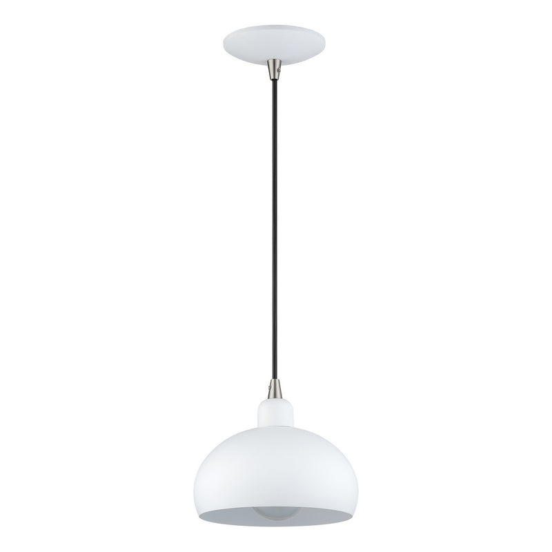 Livex Lighting 51513-03 One Light Mini Pendant, White w/Brushed Nickel