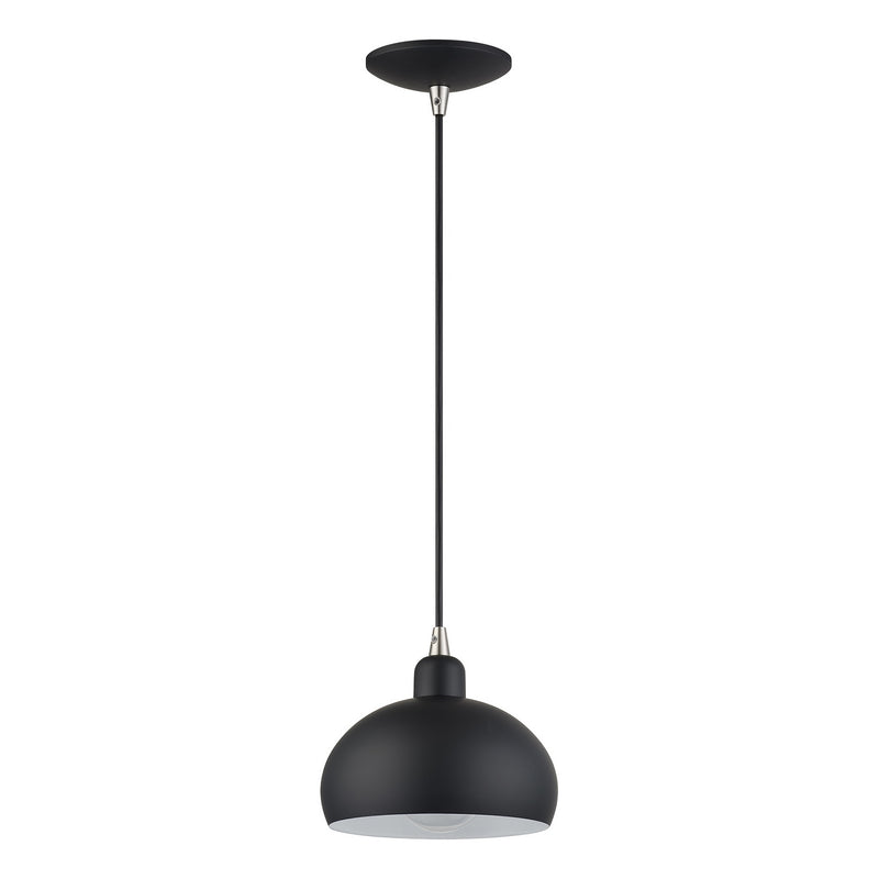 Livex Lighting 51513-04 One Light Mini Pendant, Black w/Brushed Nickel