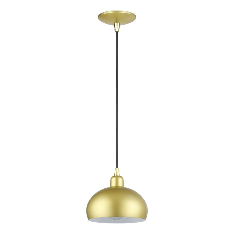 Livex Lighting 51513-33 One Light Mini Pendant, Soft Gold w/Polished Brass