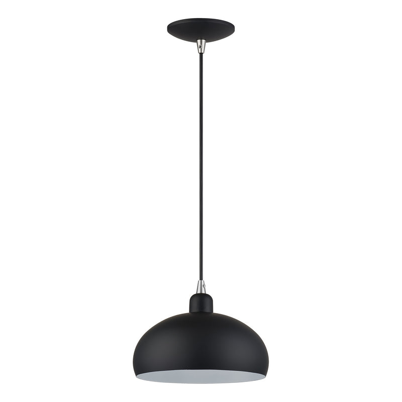 Livex Lighting 51514-04 One Light Pendant, Black w/Brushed Nickel