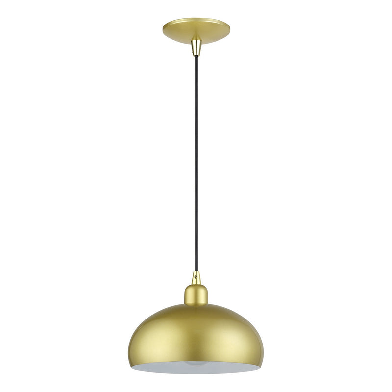 Livex Lighting 51514-33 One Light Pendant, Soft Gold w/Polished Brass