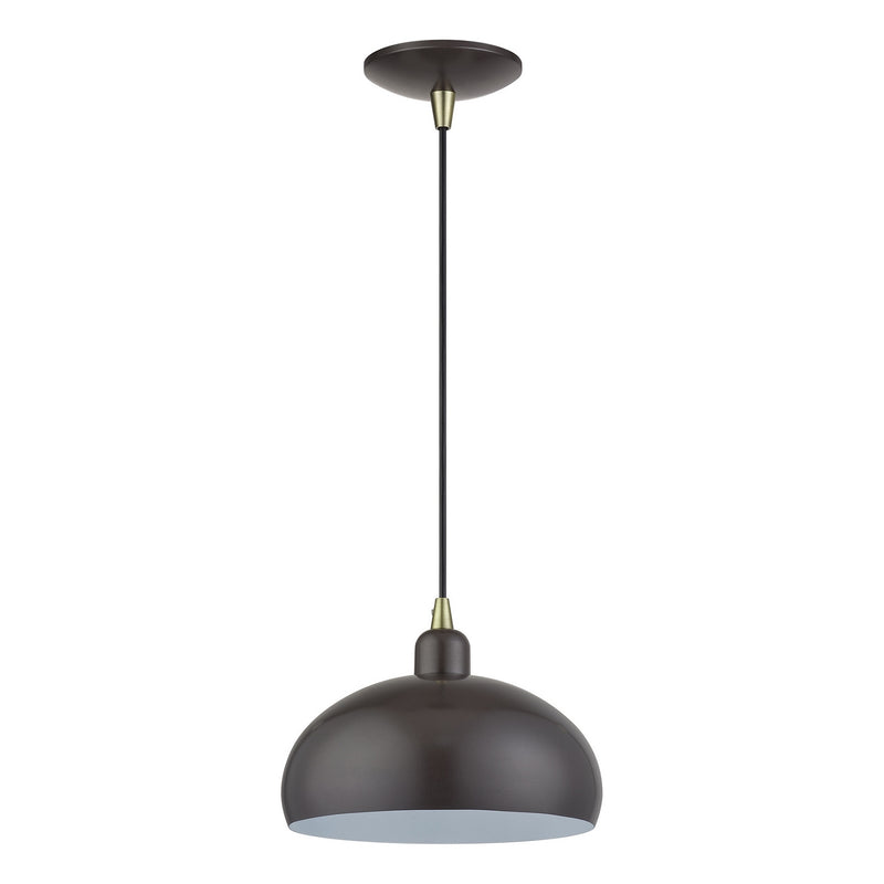 Livex Lighting 51514-92 One Light Pendant, English Bronze w/Antique Brass