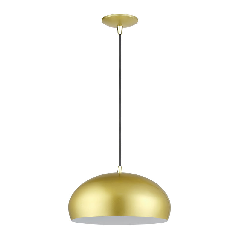 Livex Lighting 51515-33 One Light Pendant, Soft Gold w/Polished Brass
