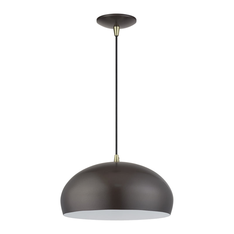 Livex Lighting 51515-92 One Light Pendant, English Bronze w/Antique Brass