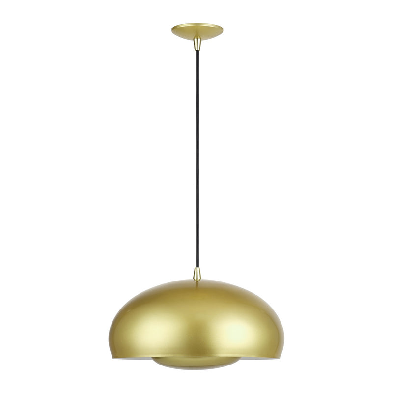 Livex Lighting 51516-33 Three Light Pendant, Soft Gold w/Polished Brass