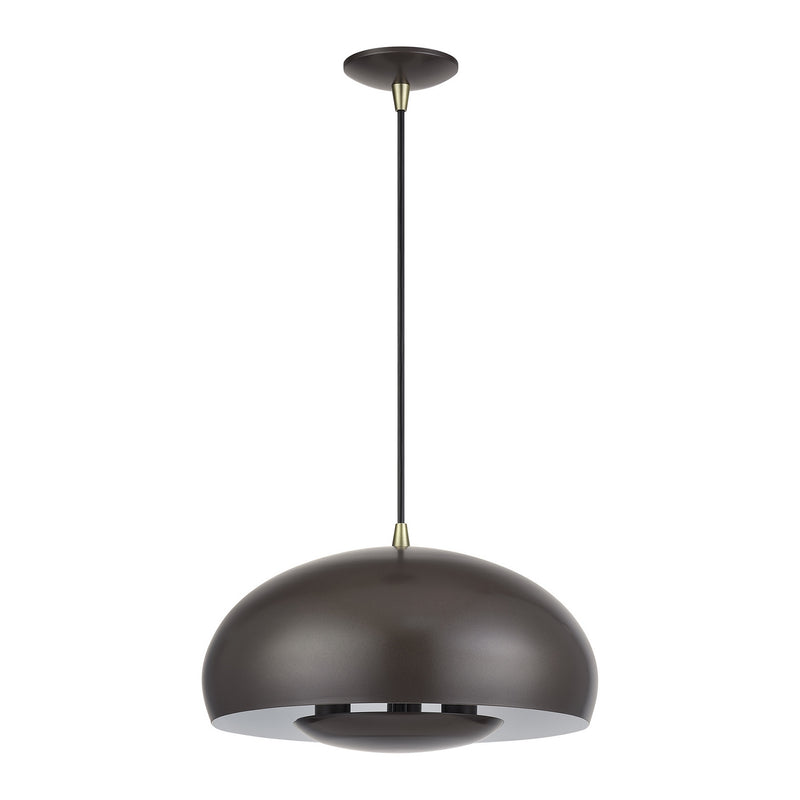 Livex Lighting 51516-92 Three Light Pendant, English Bronze w/Antique Brass