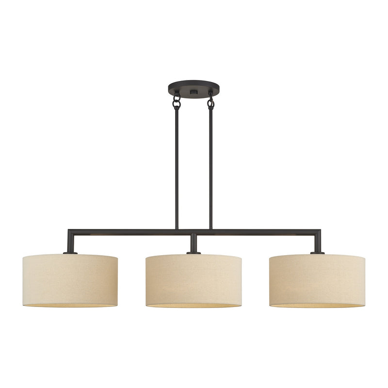 Livex Lighting 52263-07 Three Light Linear Chandelier, Bronze