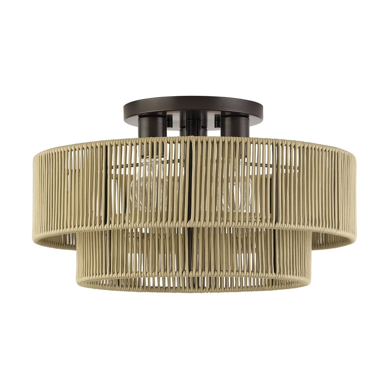 Livex Lighting 53144-92 Three Light Semi-Flush Mount, English Bronze