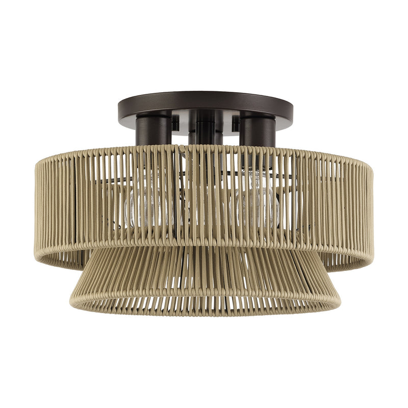 Livex Lighting 53166-92 Three Light Semi-Flush Mount, English Bronze