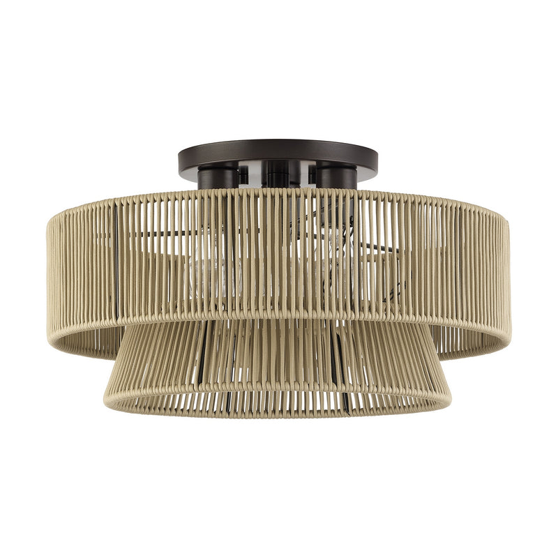 Livex Lighting 53167-92 Three Light Semi-Flush Mount, English Bronze
