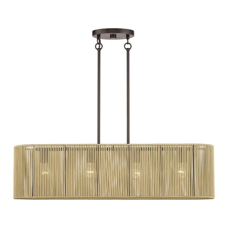 Livex Lighting 53194-92 Four Light Linear Chandelier, English Bronze